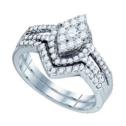 10KT White Gold 0.74CTW DIAMOND SOLI STAR BRIDAL SET