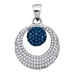 14K White-gold 0.40CTW BLUE DIAMOND MICRO-PAVE PENDANT