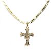 Image 1 : BRASS CROSS CZ PENDANT COMES W/CHAIN