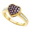 Image 1 : 14KT Yellow Gold 0.47CTW COGNAC DIAMOND HEART RING