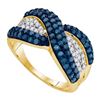 Image 1 : 10K Yellow-gold 1.00CTW BLUE DIAMOND FASHION BAND