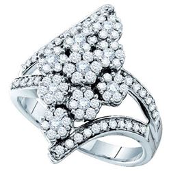 14KT White Gold 1.01CTW DIAMOND FLOWER RING