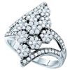 Image 1 : 14KT White Gold 1.01CTW DIAMOND FLOWER RING