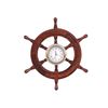 Image 1 : SHISHAM WOOD AND BRASS 12" NAUTICAL SHIP WHEEL CLOCK