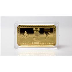 .999 FINE MASONIC GOLD CLAD BAR