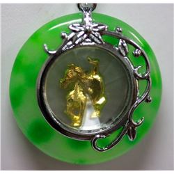 NATURAL CHINESE GREEN JADE PENDANT YEAR OF THE HORSE PE