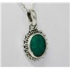 Image 2 : BEAUTIFUL SILVER PENDANT WITH GREEN EMERALD STONE CTW 2