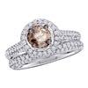 Image 1 : 14KT White Gold 1.23CTW COGNAC DIAMOND 0.40CTW ROUND CE