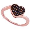 Image 1 : 10KT Rose Gold 0.10CTW DIAMOND MICRO-PAVE HEART RING