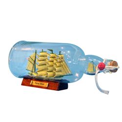 Nautical Green Flying Cloud Ship in a Bottle 11" on Woo