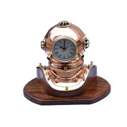 The Hampton Nautical Copper Diver's Helmet Clock 12"