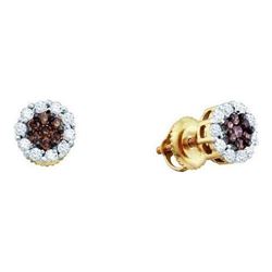 14KT Yellow Gold 1.53CTW COGNAC DIAMOND FLOWER EARRINGS