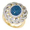 Image 1 : 10K Yellow-gold 1.18CT BLUE DIAMOND FASHION RING