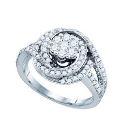 10KT White Gold 1.04CT DIAMOND LADIES FLOWER RING