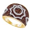 Image 1 : 10KT Yellow Gold 1.00CTW COGNAC DIAMOND MICRO-PAVE RING