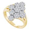 Image 1 : 14K Yellow-gold 1.02CT DIAMOND FLOWER RING