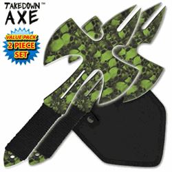 3 PIECE SET OF GREEN THROWING AXES