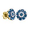 Image 1 : 10K Yellow-gold 1.50CT BLUE DIAMOND FASHION EARRINGS