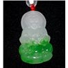 Image 1 : WHITE AND GREEN JADE CHINESE GOOD LUCK CHARM NECKLACE