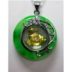 NATURAL CHINESE GREEN JADE PENDANT YEAR OF THE BOAR NEC