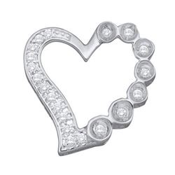 10KT White Gold 0.15CTW ROUND DIAMOND HEART LADIES FASH