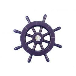 12" DARK BLUE DECORATIVE SHIPWHEEL W/SEASHELL