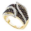 Image 1 : 10KT Yellow Gold 1.00CTW COGNAC DIAMOND LADIES FASHION