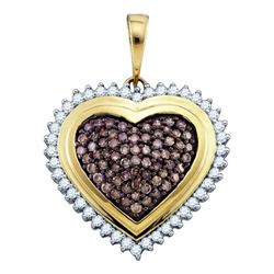 10KT Yellow Gold 1.02CTW COGNAC DIAMOND LADIES HEART PE