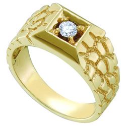 14KT Yellow Gold 0.15CTW DIAMOND MENS RING