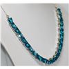 Image 2 : 64.50 CTW BLUE TOPAZ EMERALD CUT NECKLACE .925 STERLING
