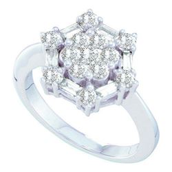 14KT White Gold 1.0CTW DIAMOND LADIES FLOWER RING