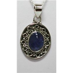 4.30 CTW Antique Style Tanzanite Oval Pendant .925 Ster