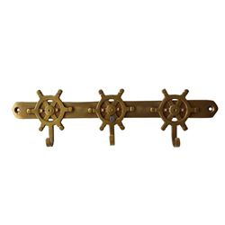 Nautical Solid Brass Ship Wheel Key Rack 10"