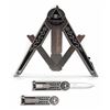 Image 1 : MASONIC COMPASS STYLE SILVER AND BLACK POCKET KNIFE