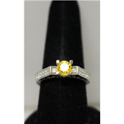 .925 STERLING SILVER RING W/WHITE & YELLOW CZ