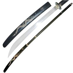 62" ORIENTAL SWORD W/BLACK HANDLE AND STAINLESS STEEL B
