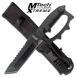 12" MTECH FIXED BLADE KNIFE W/SHEATH AND WINDOW BREAKER