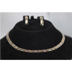 BI-COLOR BRASS NECKLACE AND EARRING SET