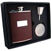Image 1 : Visol Alcide 6oz Brown Leather Stellar Flask Gift Set