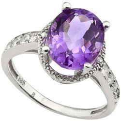 GENUINE 3.10 CTW AMETHYST AND .32 CTW WHITE TOPAZ PLATI