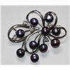 Image 1 : BLACK  PEARL AND CZ BROOCH