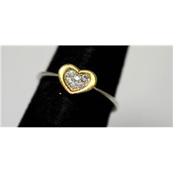 .925 STERLING SILVER HEART SHAPED RING W/ CZ