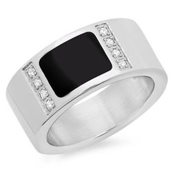 Stainless steel wholesale ring in jet black