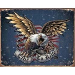 LIVE TO RIDE EAGLE METAL SIGN