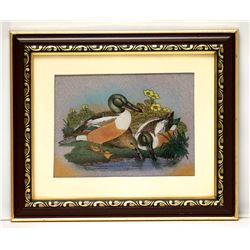 HAND MADE GEM STONE PANTING 3 DUCKS FISHING
