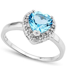 GENUINE 1.25 CTW BLUE TOPAZ AND 0.01 CTW DIAMOND PLATIN