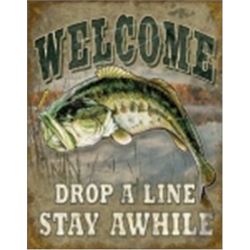 WELCOME BASS FISHING METAL SIGN