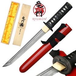 HAND FORGED RYUMON SAMURAI SWORD W/ CARBON DAMASCUS STE