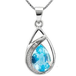 GENUINE 2.40 CTW BLUE TOPAZ AND 0.01 CTW DIAMOND PLATIN