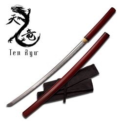 41" TENRYU BURGUNDY HANDLE SHIRASAYA SWORD